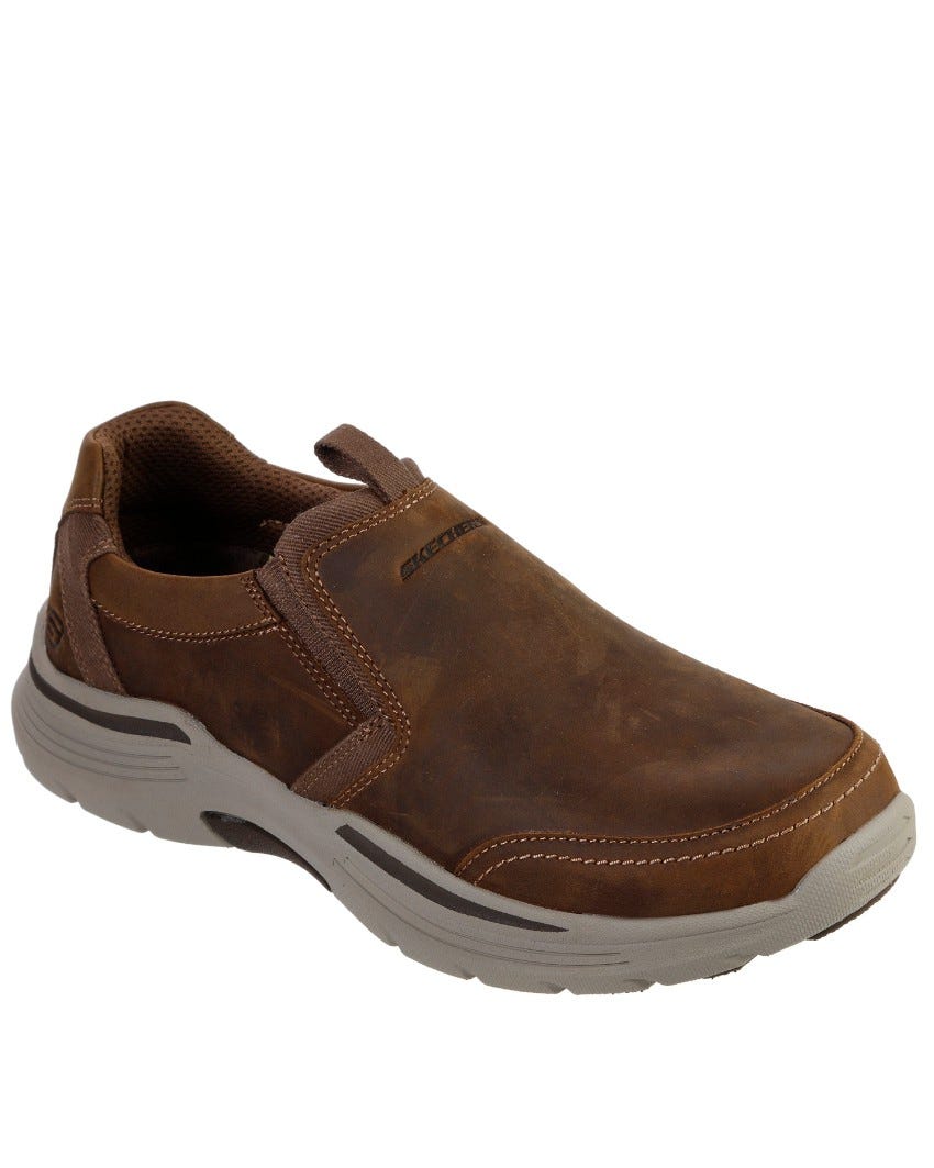 Skechers men's expended leather slip on moccasin hotsell